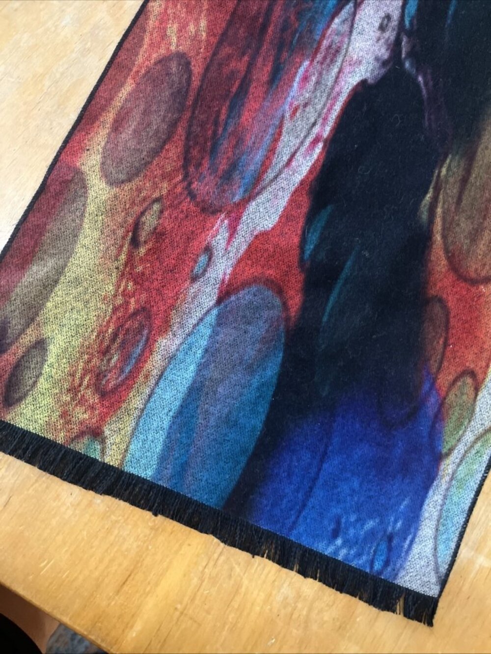 artsy Gorgeous Vibrant Elegant Scarf Abstract Contemporary Reversible 76x11” - Picture 2 of 5